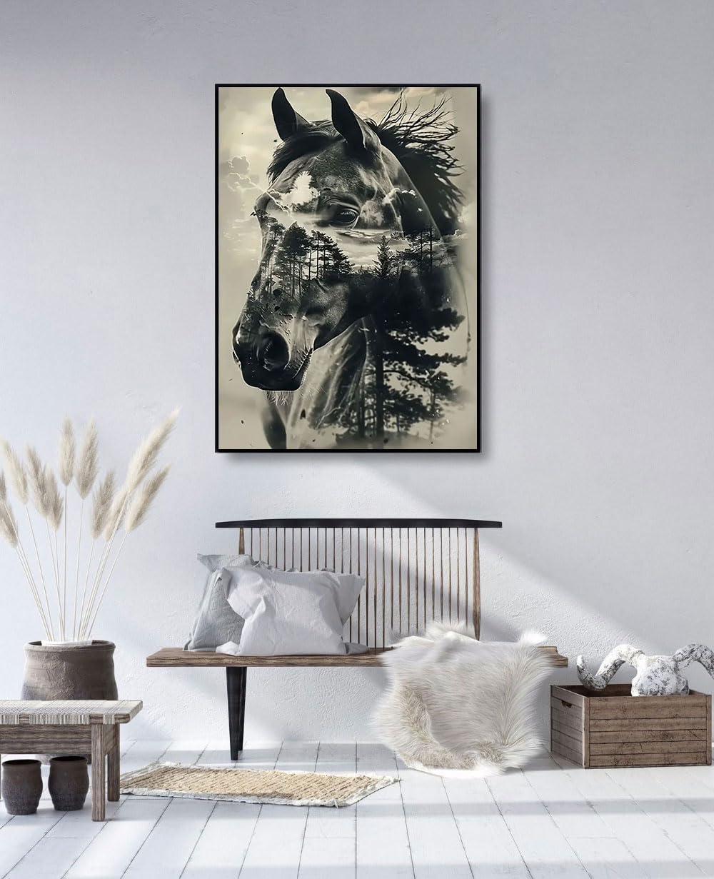 CHWGLFGG 5D Horse Diamond Art Kits for Adults Beginners,DIY Full Round Drill Diamond Painting Kits,Paint by Diamonds Dot Gem Art Crystal Easy,Home Wall Decor 12X16Inch CHWGLFGG