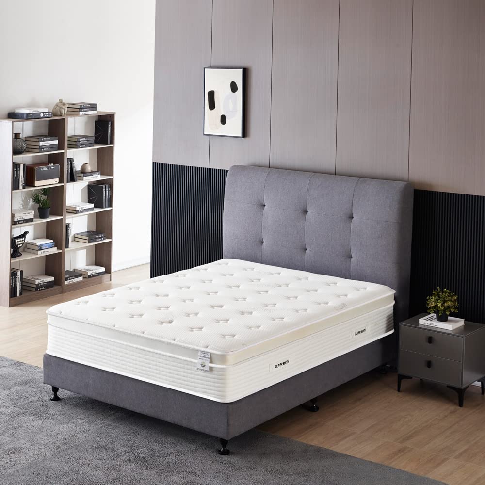 King Size Mattress - 12 Inch Cool Memory Foam & Spring Hybrid Mattress with Breathable Cover - Comfort Plush Euro Pillow Top - Rolled in a Box - Oliver & Smith OLIVER & SMITH SINCE 1921