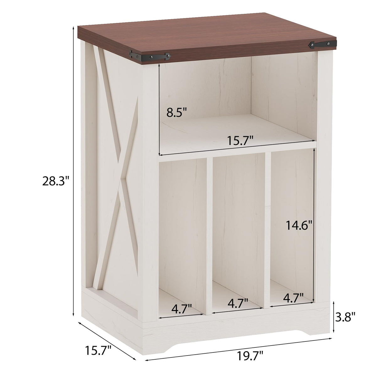 BEWISHOME Record Player Stand, Wood Turntable Stand with Vinyl Record Storage Up to 160 Albums, Farmhouse Record Player Table for Living Room Bedroom, White KCZ01W BEWISHOME