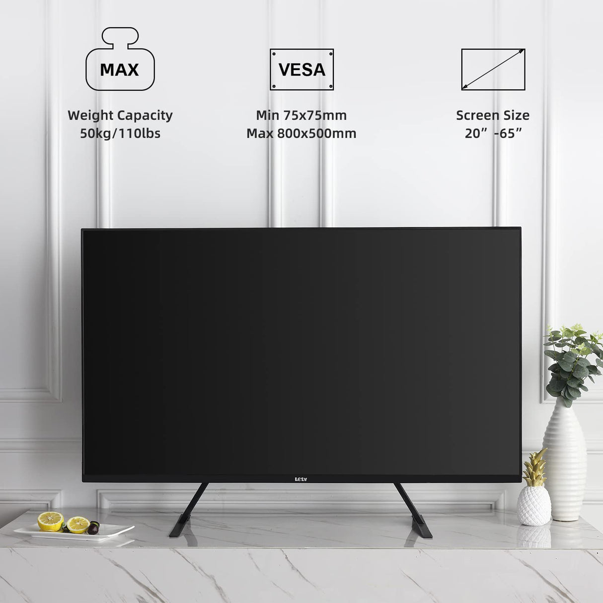 Universal TV Stand, Metal TV Legs for 20-65 inch LCD/LED/OLED/Plasma Flat&Curved Screen TV Height Adjustment with VESA 75x75mm to 800x500mm Max ML1760 suptek