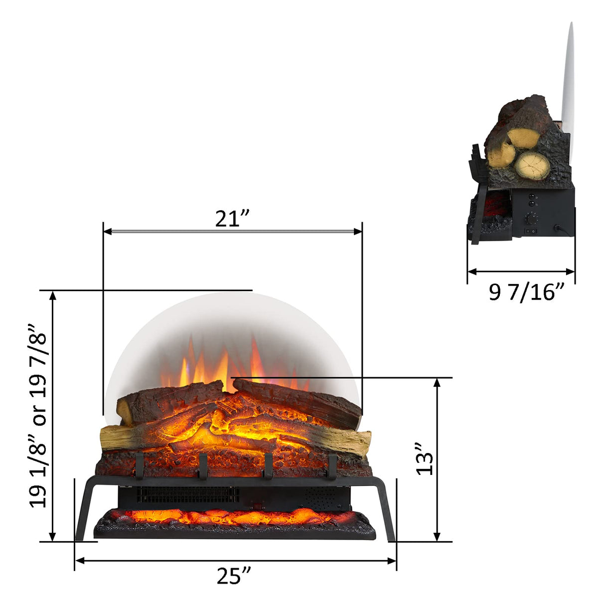 LegendFlame 25" W Free Standing Electric Fireplace Log Set (EF484), Fireplace Insert, Heater 750W/1500W, Crackling Sound, Remote Control… Legend Flame