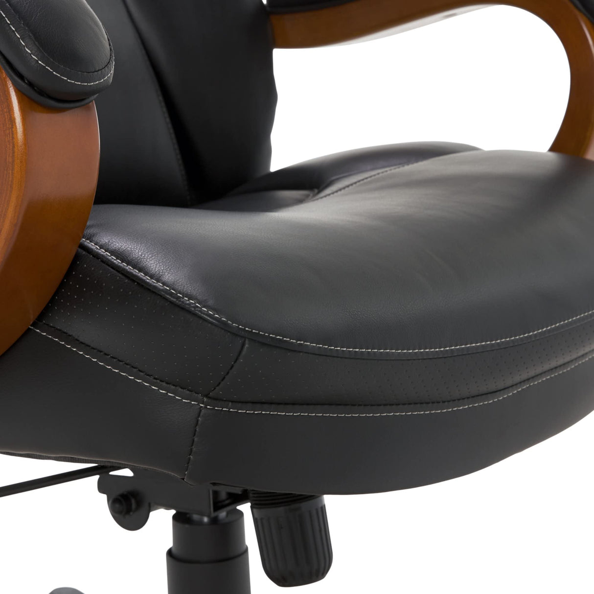 Serta Conway Big and Tall Executive Office Wood Accents, Adjustable High Back Ergonomic Computer Chair with Lumbar Support, Bonded Leather, 30.5D x 27.25W x 47H in, Black Serta