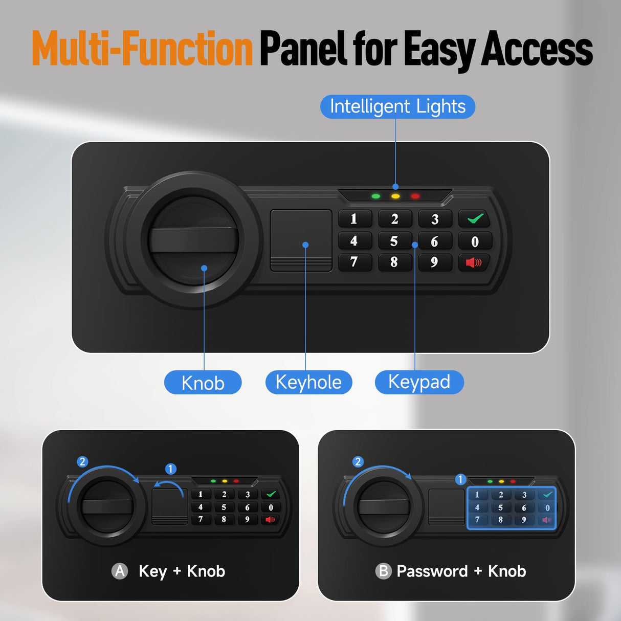 <1.2 cu.ft.>Goldenkey Steel Home Safe Box with Electronic Keypad, Document Safe with Removable Shelf, Personal Safe Box Perfect for Guns, Laptop for Office, Hotel, 11.81"D x 14.96"W x 11.81"H GOLDENKEY