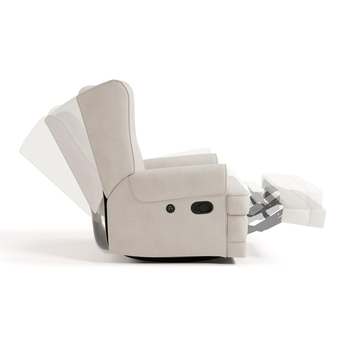 Storkcraft Serenity Glider Recliner Nursery Chair with USB Charging Port (Ivory) – Premium Upholstered Nursery Glider Recliner with Manual Recline Function, Dual USB Charging Storkcraft