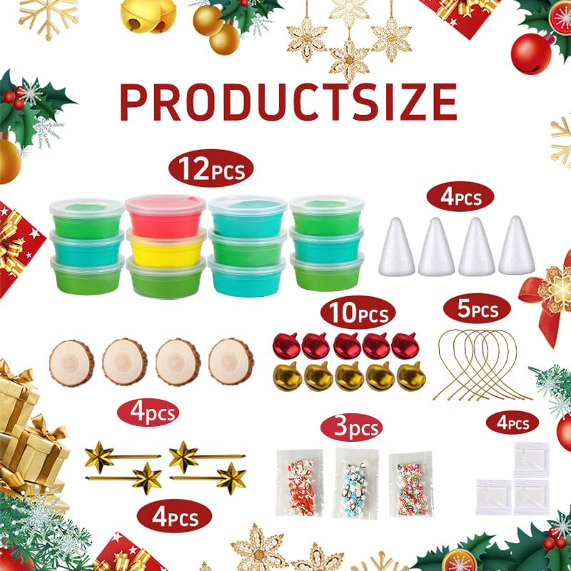 juyght Christmas DIY Craft Kits - Air Dry Clay Craft Set Creative Modeling Kit for Indoor Decor & Handmade Ornaments Gift for Christmas Gifts & Holiday Activities (Christmas Tree) juyght