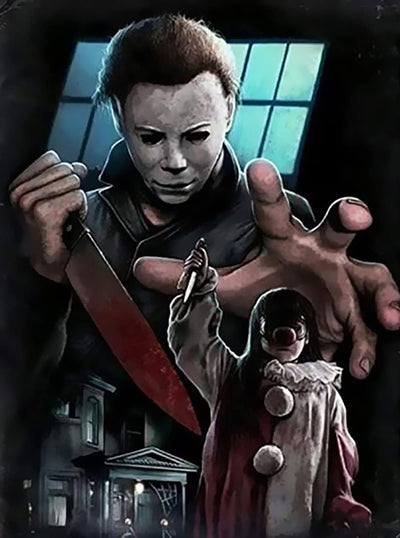 DIY 5D Diamond Art Painting by Number Kits for Adults Horror Movie Halloween 16x20 Painting Cross Stitch Full Drill Crystal Rhinestone Embroidery Pictures Arts Craft for Home Wall Decor