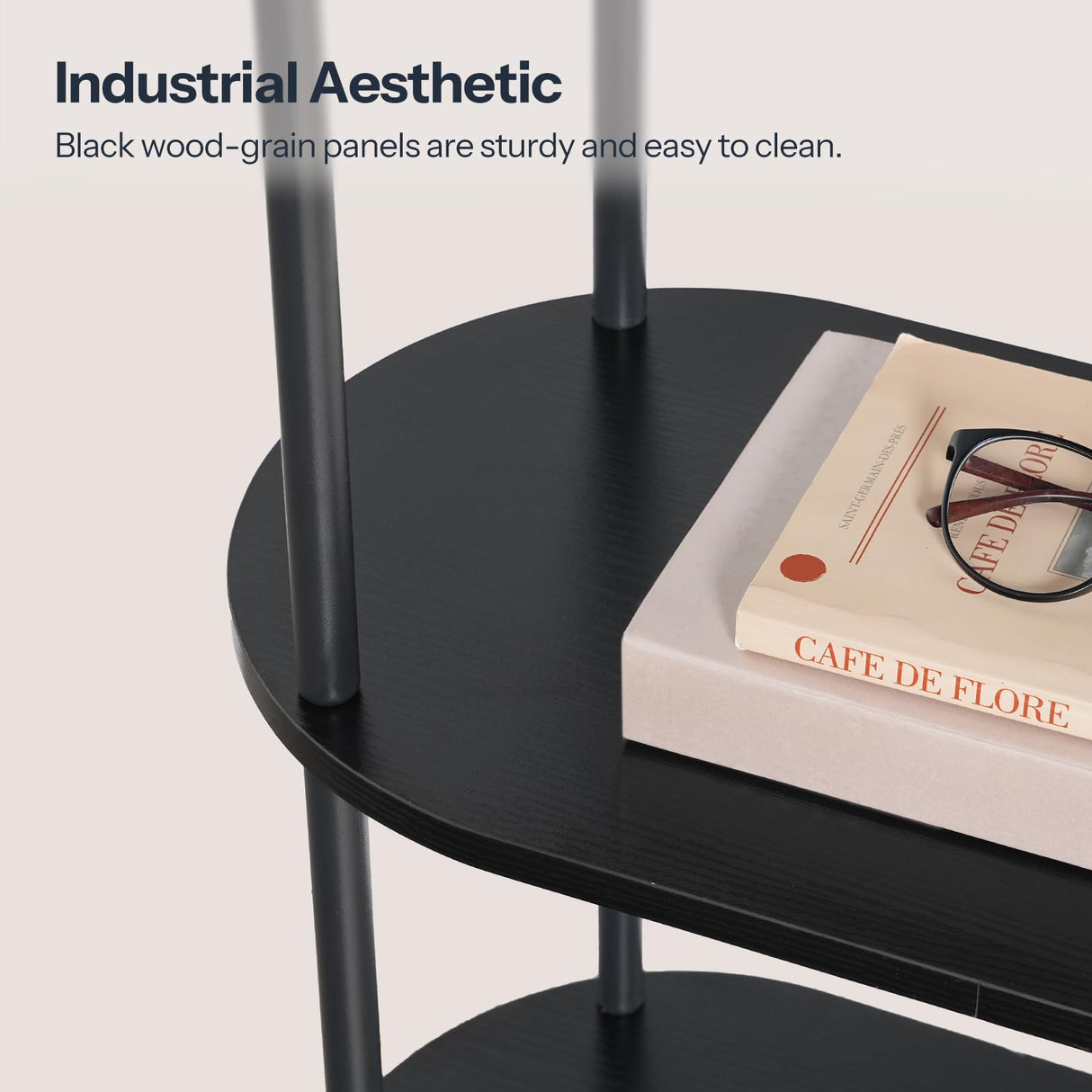 HOOBRO 5 Tier Open Bookshelf, Industrial Arched Bookcase Display Shelf Racks, Wooden Bookcase Storage Shelves Metal Frame, Tall Storage Organizer for Home, Easy Assembly, Black BB176SJ01 HOOBRO