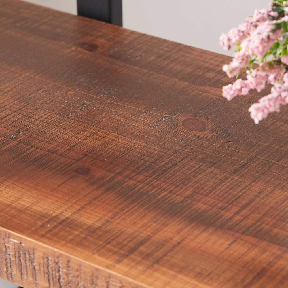 HSH 5-Tier Rustic Wood and Metal Etagere Bookcase - Distressed Brown Farmhouse Style HSH