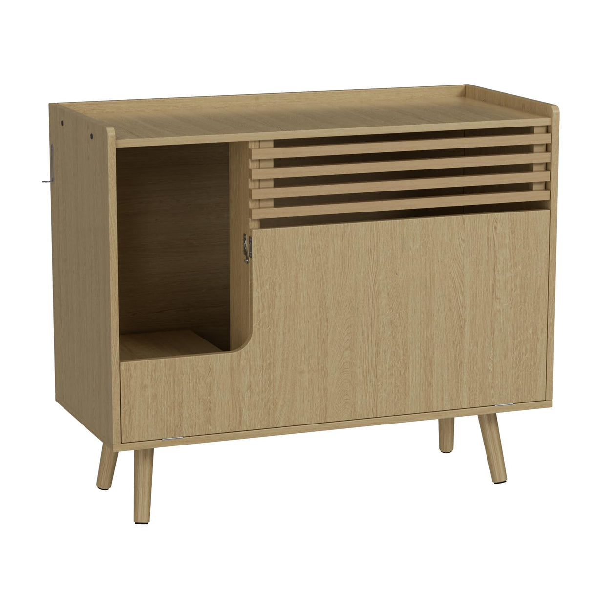 Halitaa Cat Litter Box Enclosure,Mid-Century Modern Hidden Litter Box Furniture with Cat Scratch Pad,Flip-Down Opening Litter Box Cabinet Cat Washroom End Table,Natural Halitaa