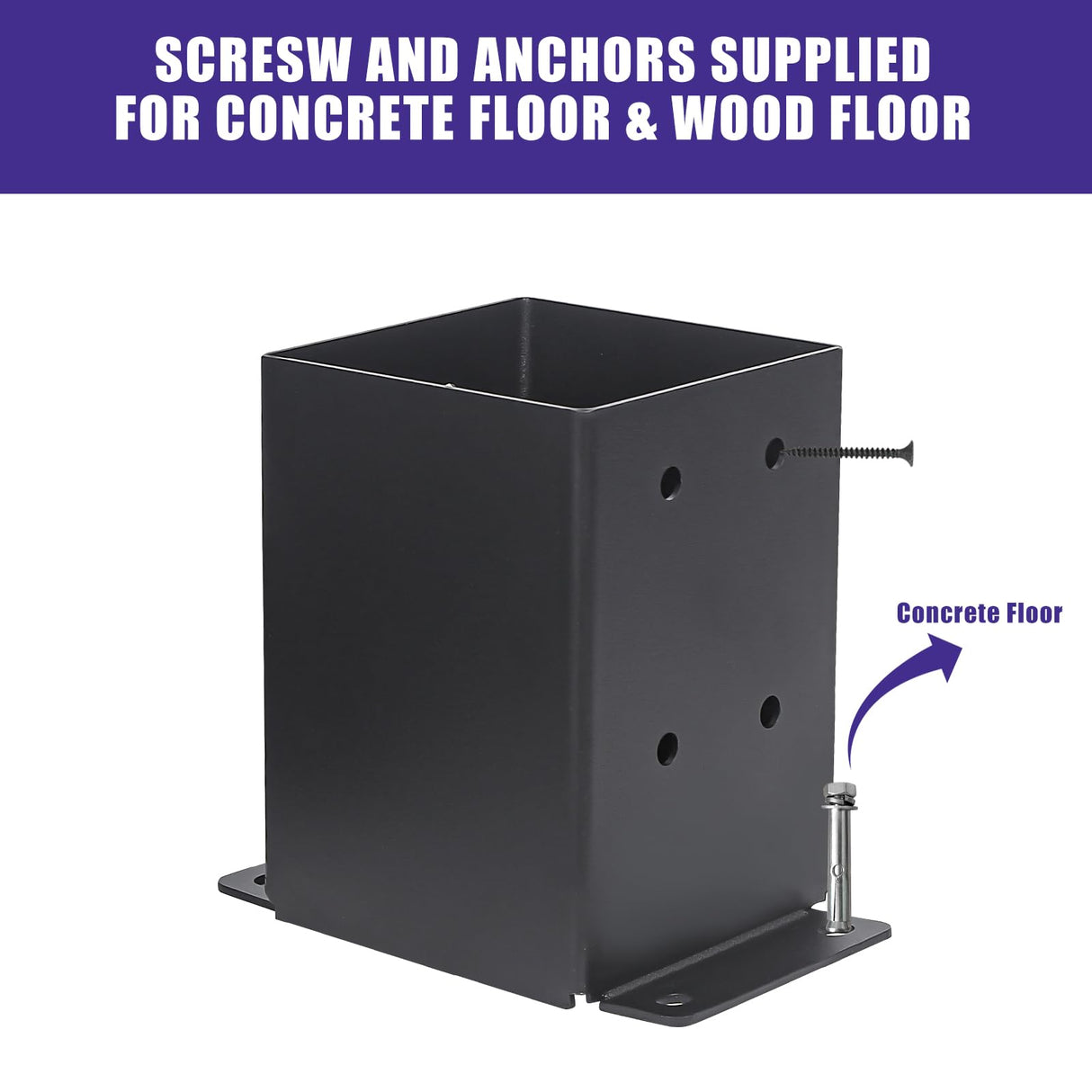 Nrspp 4x4 Post Base 4 Pcs,(Inner Size3.5"x3.5")Wood Fence Pergola Post Bracket , Black Powder Coated Post Anchor,Deck Post Base Support Base Plate Pergola Brackets Fence Kit Nrspp