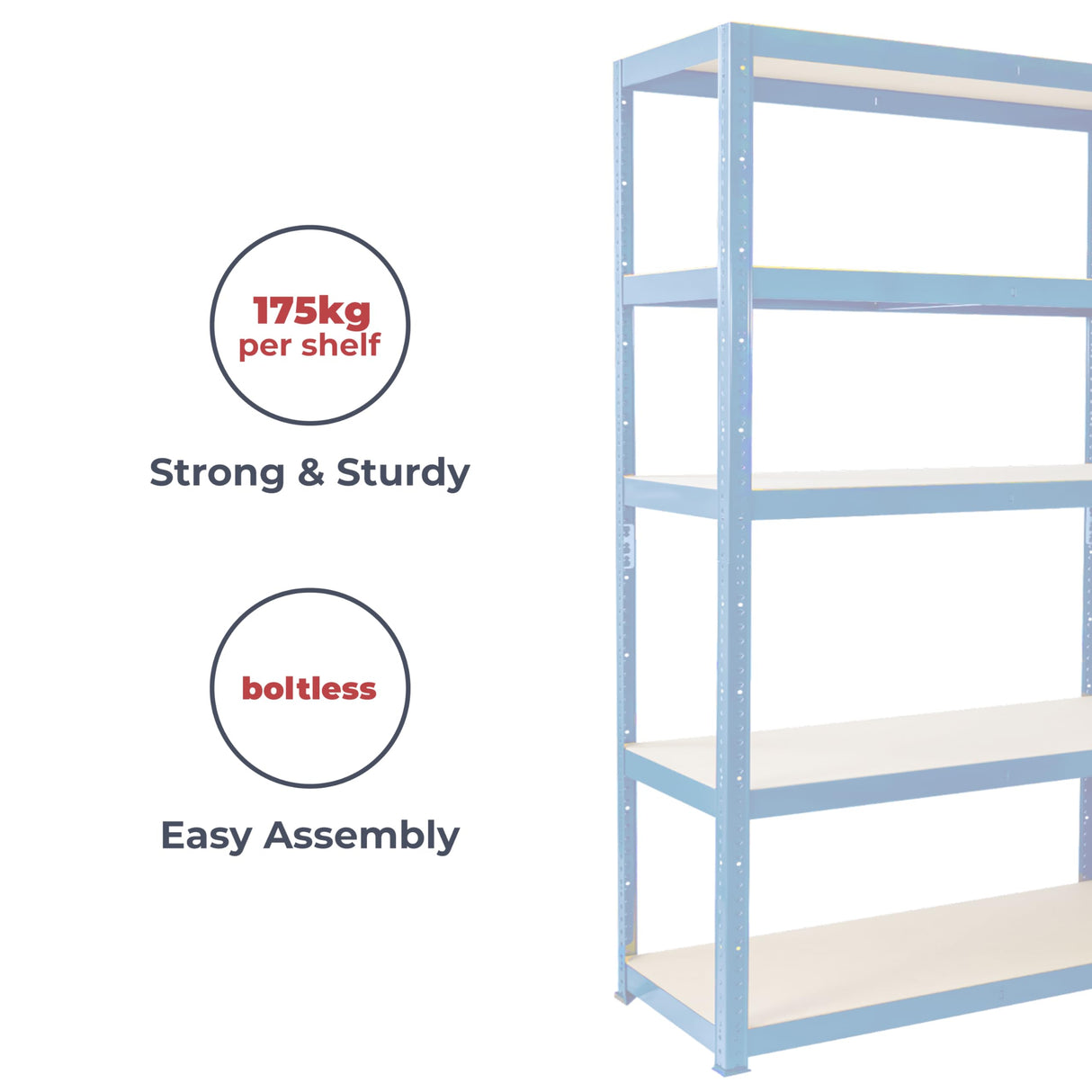 G-Rack Garage Shelving Unit: 180cm x 90cm x 30cm, Single Bay, Blue 5 Tier Unit, 175kg Load Weight Per Tier (875kg Per Rack) for Your Garage, Elsewhere! Shelf Unit, Van Racking G-Rack
