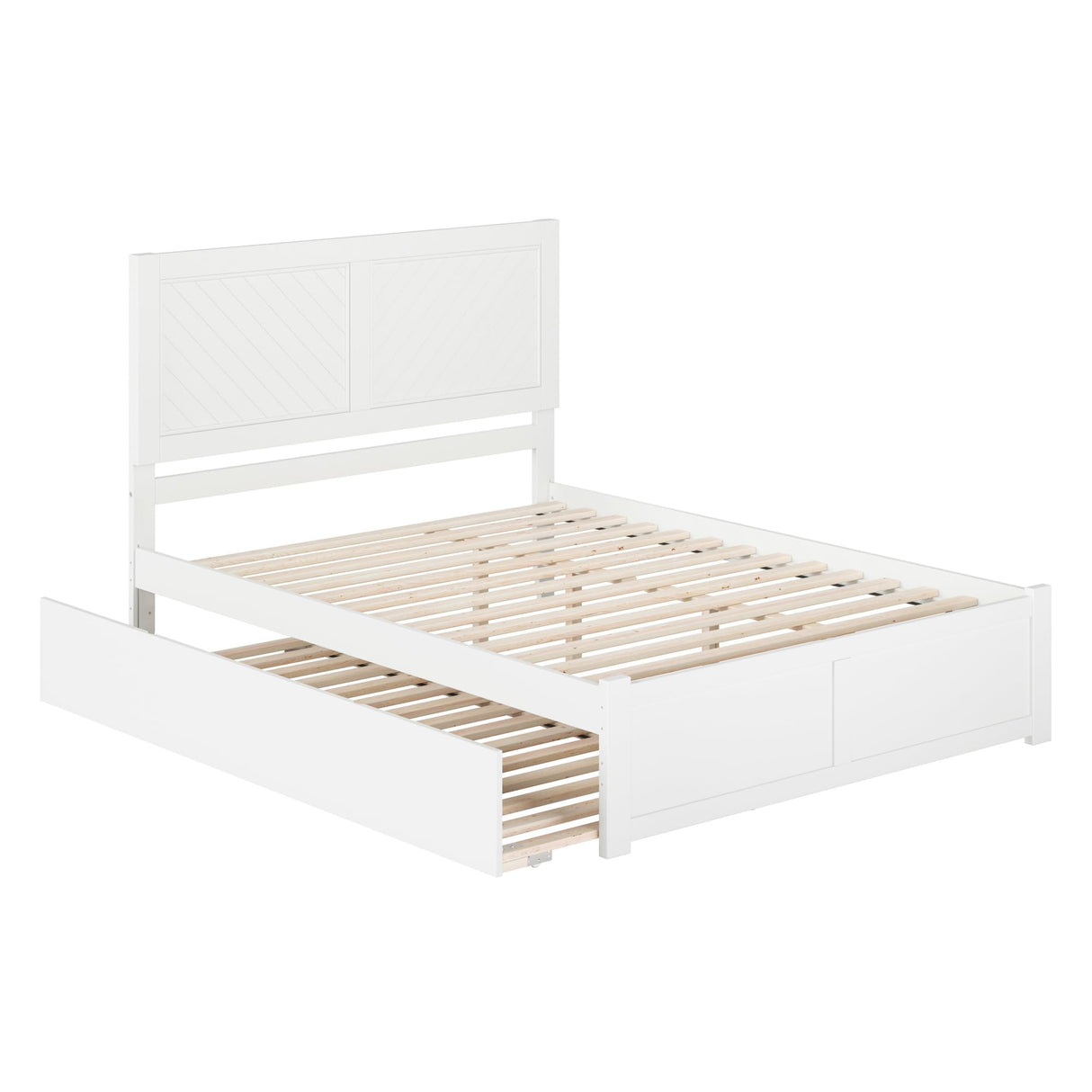 AFI Canyon Queen Farmhouse Solid Wood Platform Bed with Footboard & Twin XL Trundle, White AFI
