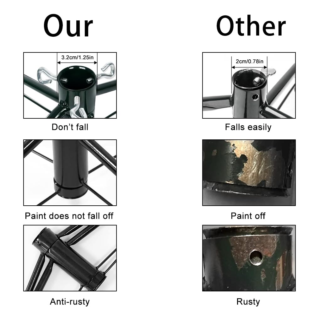 Christmas Tree Stand for Artificial Tree Folding Stand, Replacement Xmas Tree Stand Base for 4 Ft to 8.5Ft Artificial Trees,Fits 0.5-1.25 Inch Tree Pole,Black EWRITN