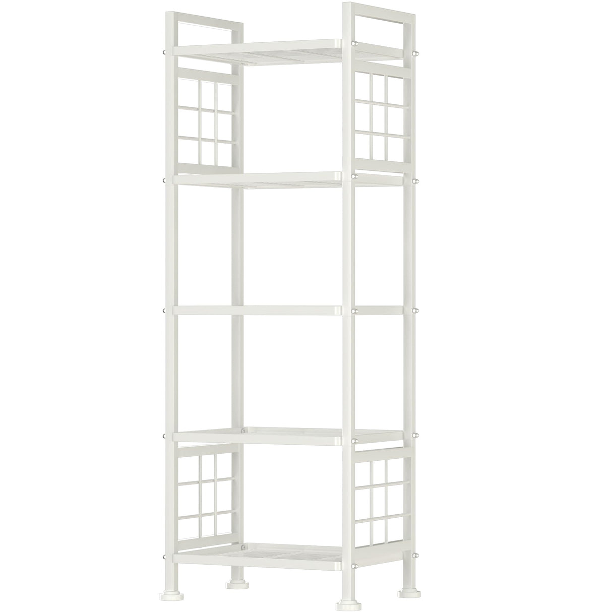 GIOTORENT 5-Wire Standing Storage Shelves, Metal Shelving Unit Pantry Rack for Laundry Kitchen Bathroom Organizer(White) GIOTORENT