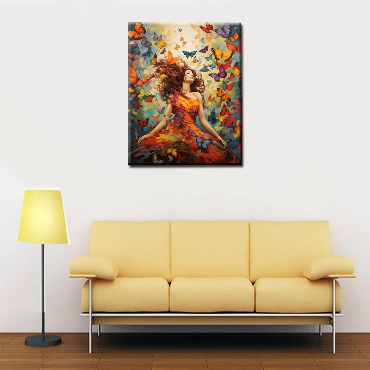 Romantic Women Paint By Numbers For Adults Beginner Girl Surrounded by Butterfly DIY Paint by Numbers Acrylic Paint Home Modern Decor Graffitic Painting Kits 16x20 Inch Boho Gift (Without Frame) TUMOVO