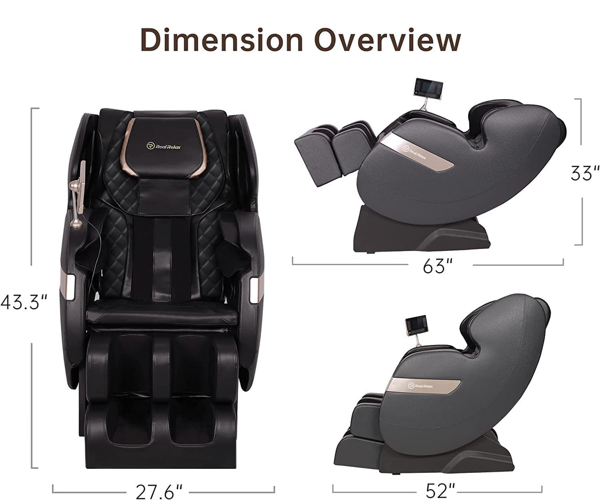 Real Relax 2025 Full Body Massage Chair of Dual-core S Track,Shiatsu Massage Recliner of Zero Gravity with APP and LCD Control,Lower Back and Calf Heating,Bluetooth,Home or Office Use,Black Real Relax