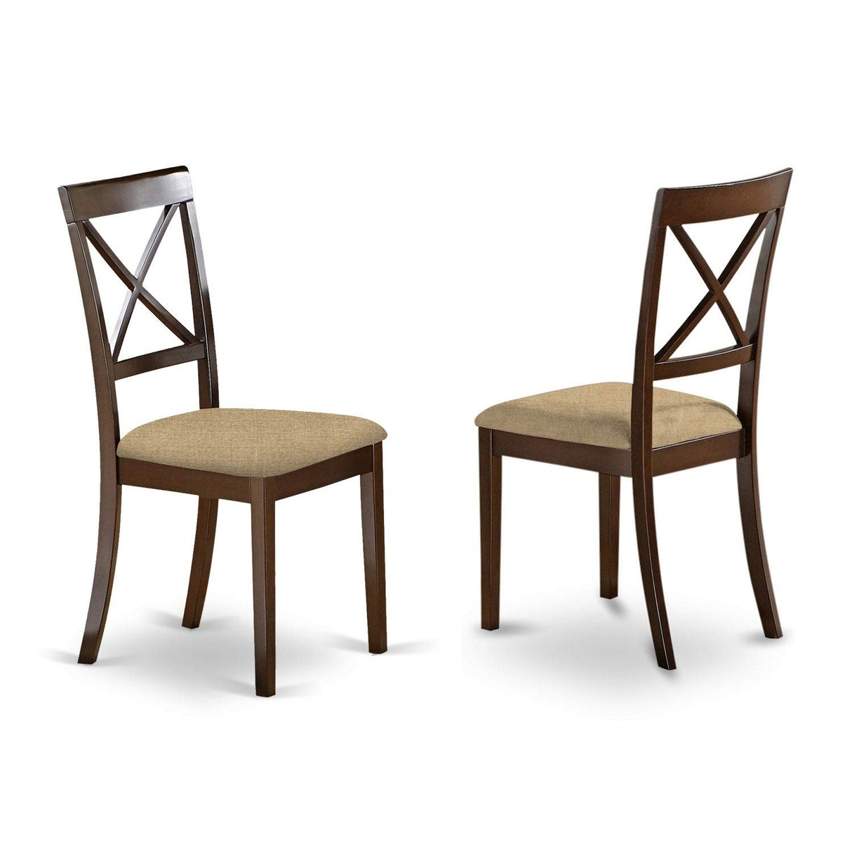 East West Furniture BOC-CAP-W Boston Dining Room Chairs - Cross Back Solid Wood Seat Chairs, Set of 2, Cappuccino East West Furniture