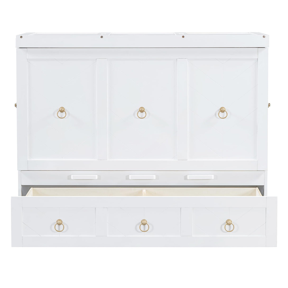 Harper & Bright Designs Full Size Murphy Bed with USB Charging Station/Large Drawer, Wood Full Size Bed Wall Bed with Storage, Cube Cabinet Bed for Home Office Guest Room Bedroom,White Harper & Bright Designs