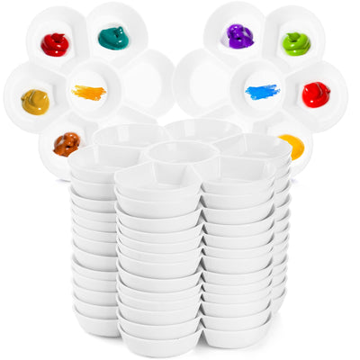 ZENFUN 15 Pack Paint Tray Palettes with 7 Wells, White Plastic Paint Mixing Tray Watercolor Painting Dish for Oil Art, Gouache, Kids Adults Painters, Easy to Clean