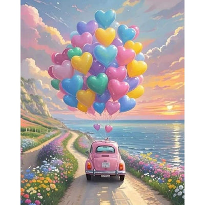 Balloon Paint by Numbers Kit for Adults, Car Paint by Number for Adults Beginner on Canvas, Ideal Gift Choice for Birthday and Festival, DIY Acrylic Paints for Wall Decor 16x20inch