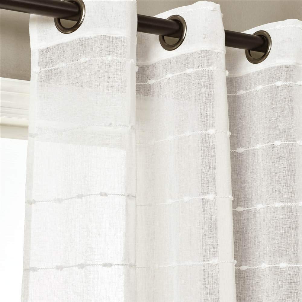 Lush Decor Farmhouse Textured Grommet Sheer Window Curtain Panel Pair, 38"W x 84"L, White Lush Decor