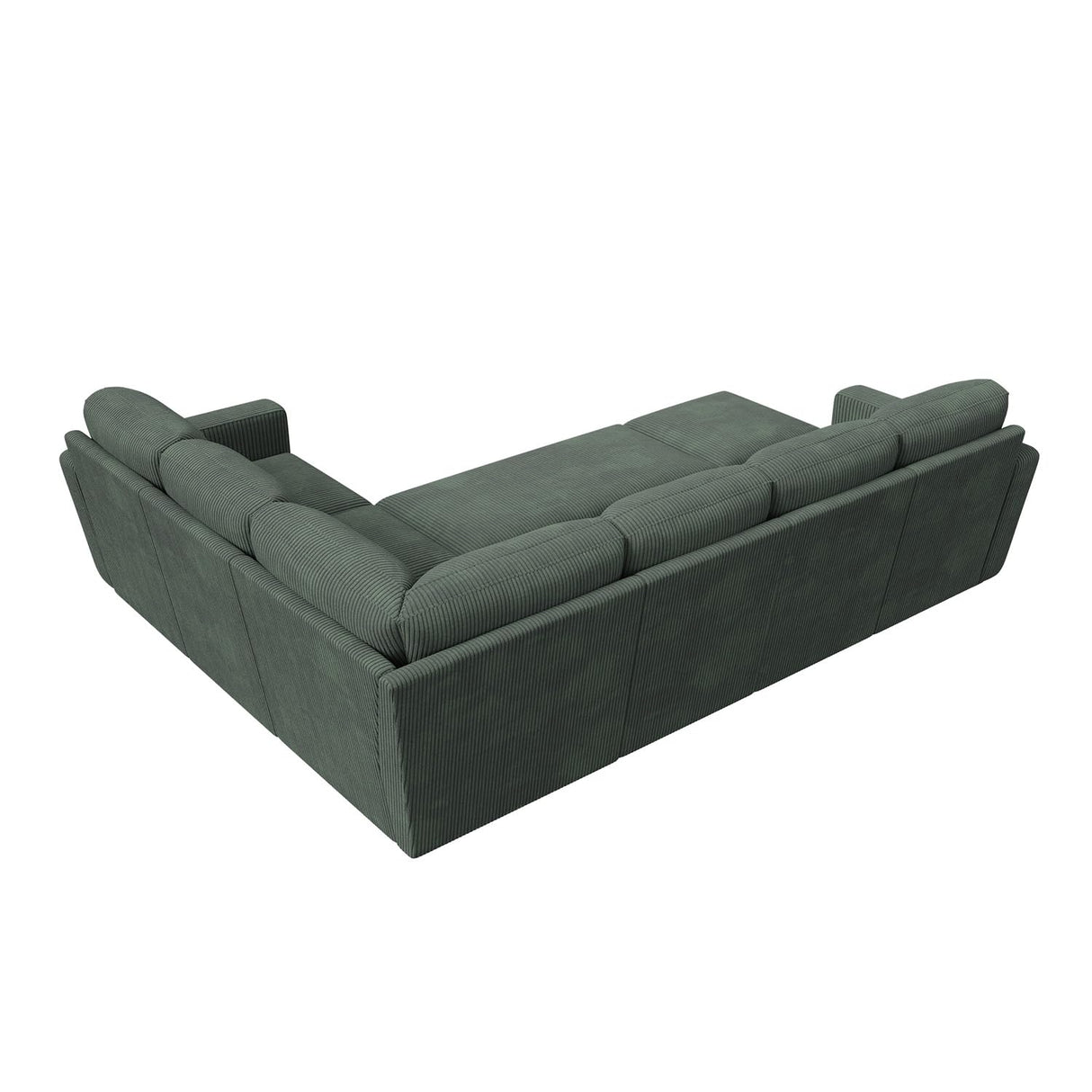 HONBAY Modular Sectional Sleeper Sofa with Pull Out Bed, Corduroy Couch with Storage Seats Ottoman, U Shaped Sectional Couches for Living Room, Green HONBAY