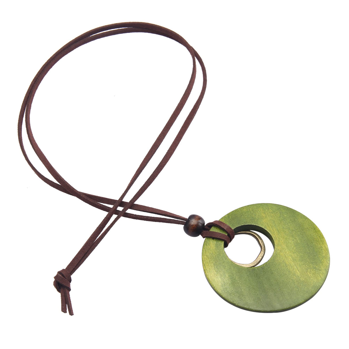 joymiao Leather Necklaces for Women Boho Leather Necklace Long Wooden Neckalce Circle Vintage Necklace Wooden Pendant Long Necklaces joymiao