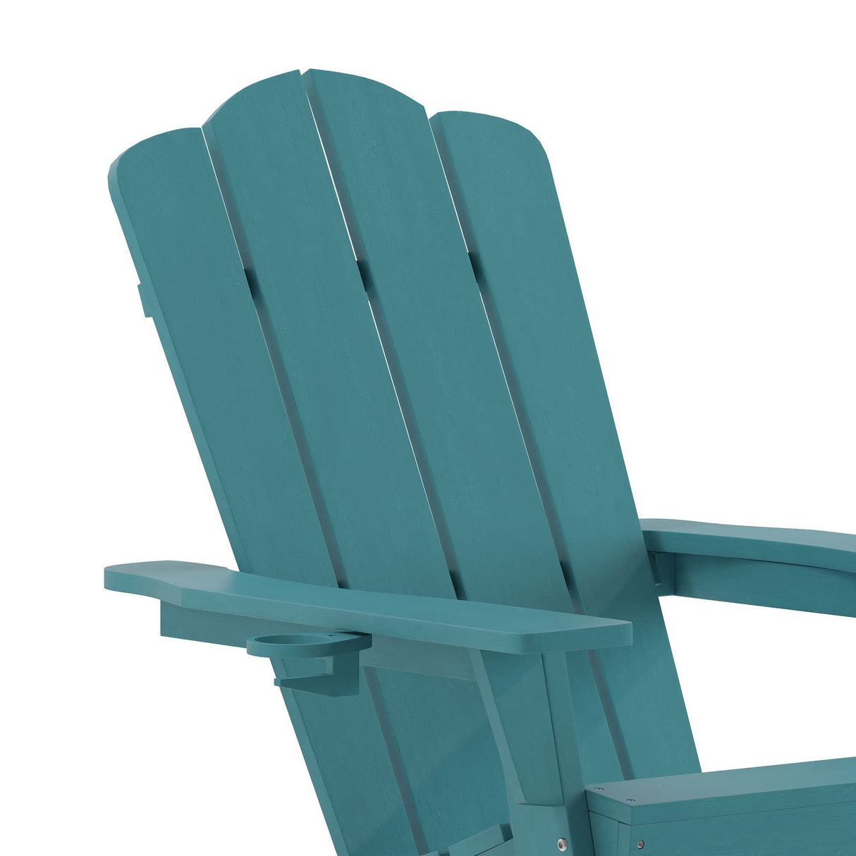 Flash Furniture Newport Adirondack Chair with Cup Holder, Weather Resistant Poly Resin Adirondack Chair, Blue Flash Furniture