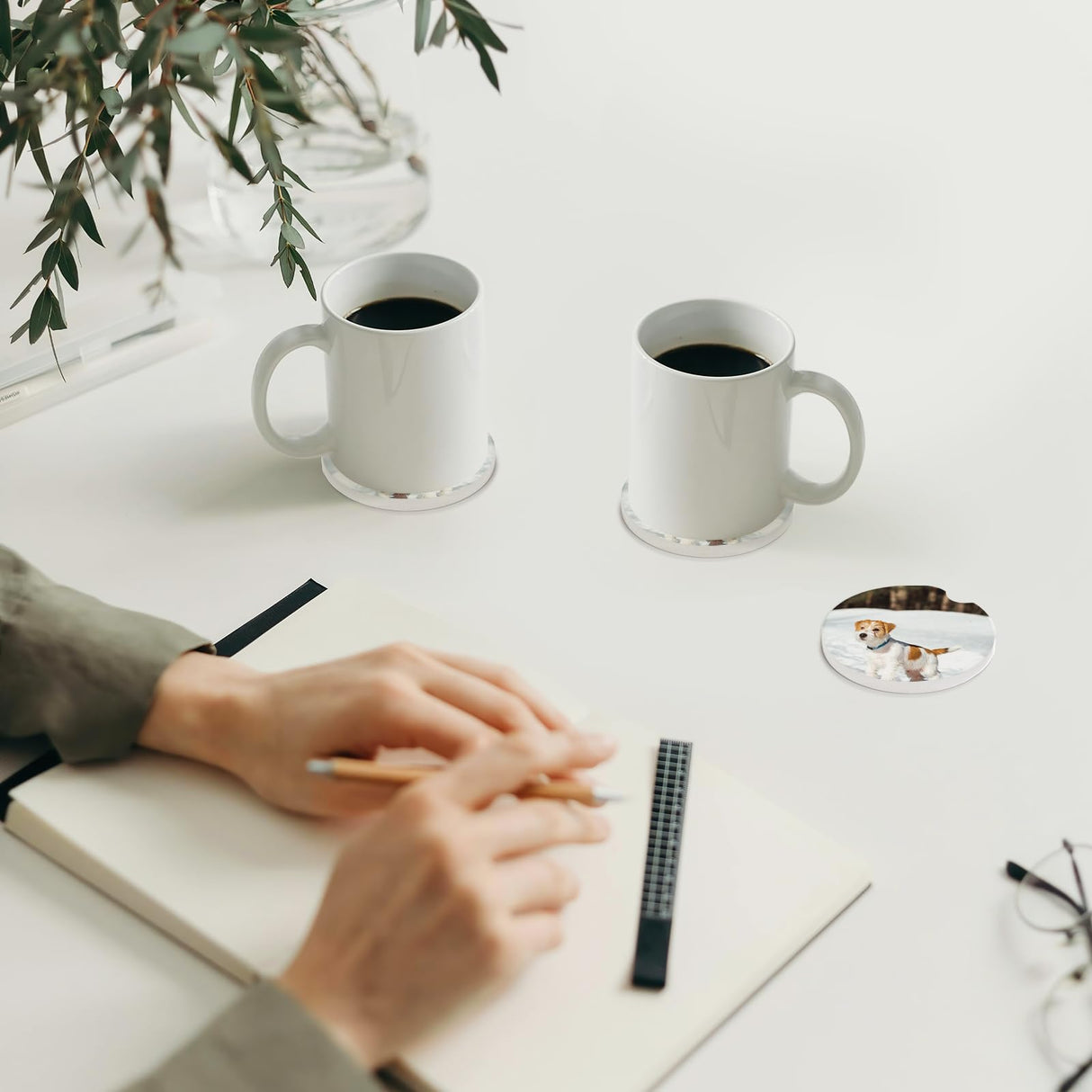 Eorbow 24 Packs Ceramic Sublimation Car Coasters, Car Blanks Cupholders with Finger Notch for Easy Removal, Absorbent Auto Cup Holders Keep Vehicle Free from Cold Drink Sweat Stain Spill Eorbow