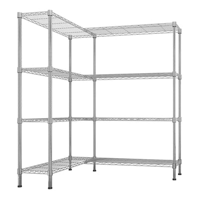 58''W*59.06''H*13.8" D L Shaped Adjustable Storage Shelves, 58''W 4 Tier Standing Shelf Unit, 1200LBS Metal Shelving for Storage, Heavy Duty Garage Shelf Pantry Rack Shelves Kitchen Shelving