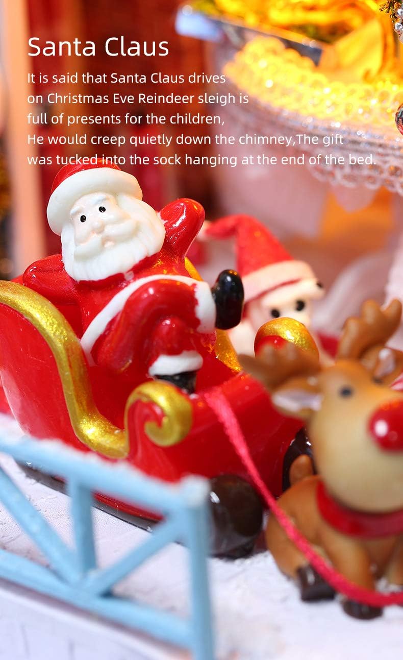 DIY Dollhouse Miniature Kit with Furniture, DIY Christmas Wooden Tiny House Building Set for Adults and Teens, Creative Room Decor Gift for Family and Friends (Christmas) BNOIN