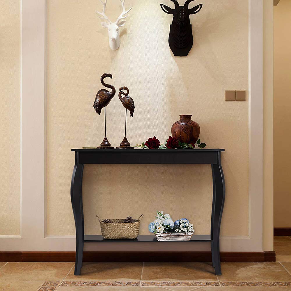 ChooChoo Narrow Console Table, Chic Accent Sofa Table, Entryway Table, Black ChooChoo