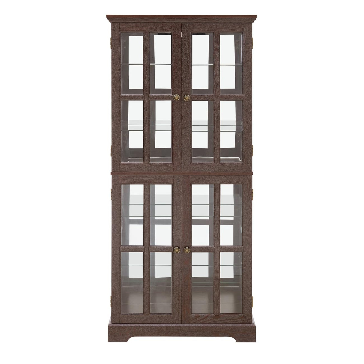 YiaFurio Antique Display Cabinet with Glass Doors & Lights & Adjustable Shelves,Corner Curio Cabinet with Wood Frame for Kitchen,Living Room,Office Light Bulb Include YiaFurio