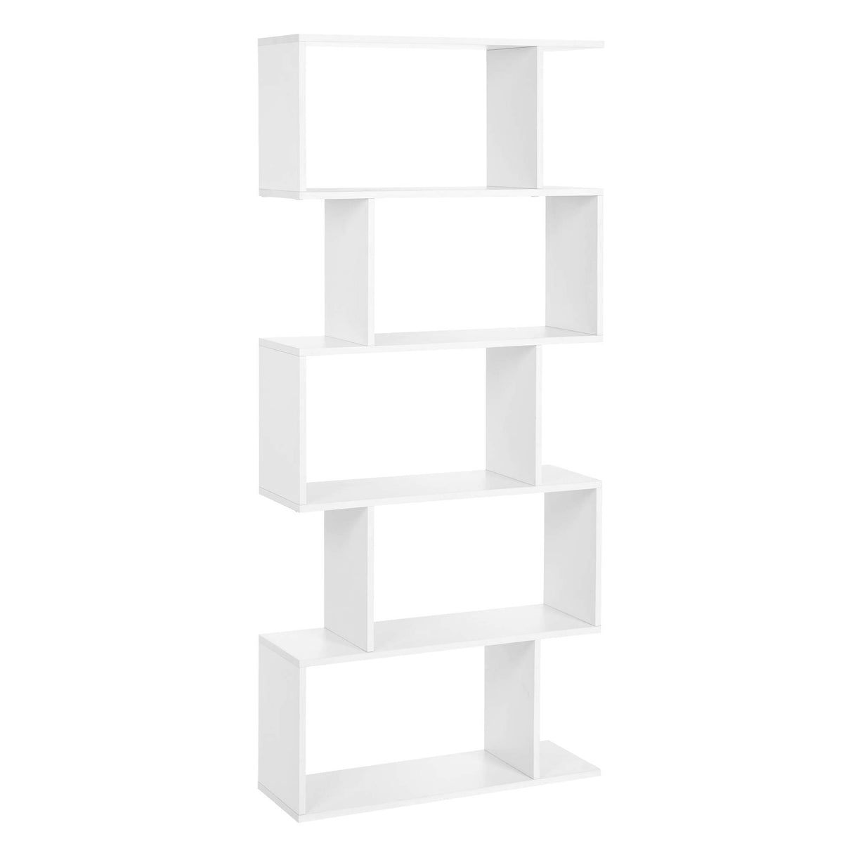 VASAGLE Wooden Bookcase, Display Shelf and Room Divider, Freestanding Decorative Storage Shelving, 5-Tier Bookshelf, White VASAGLE