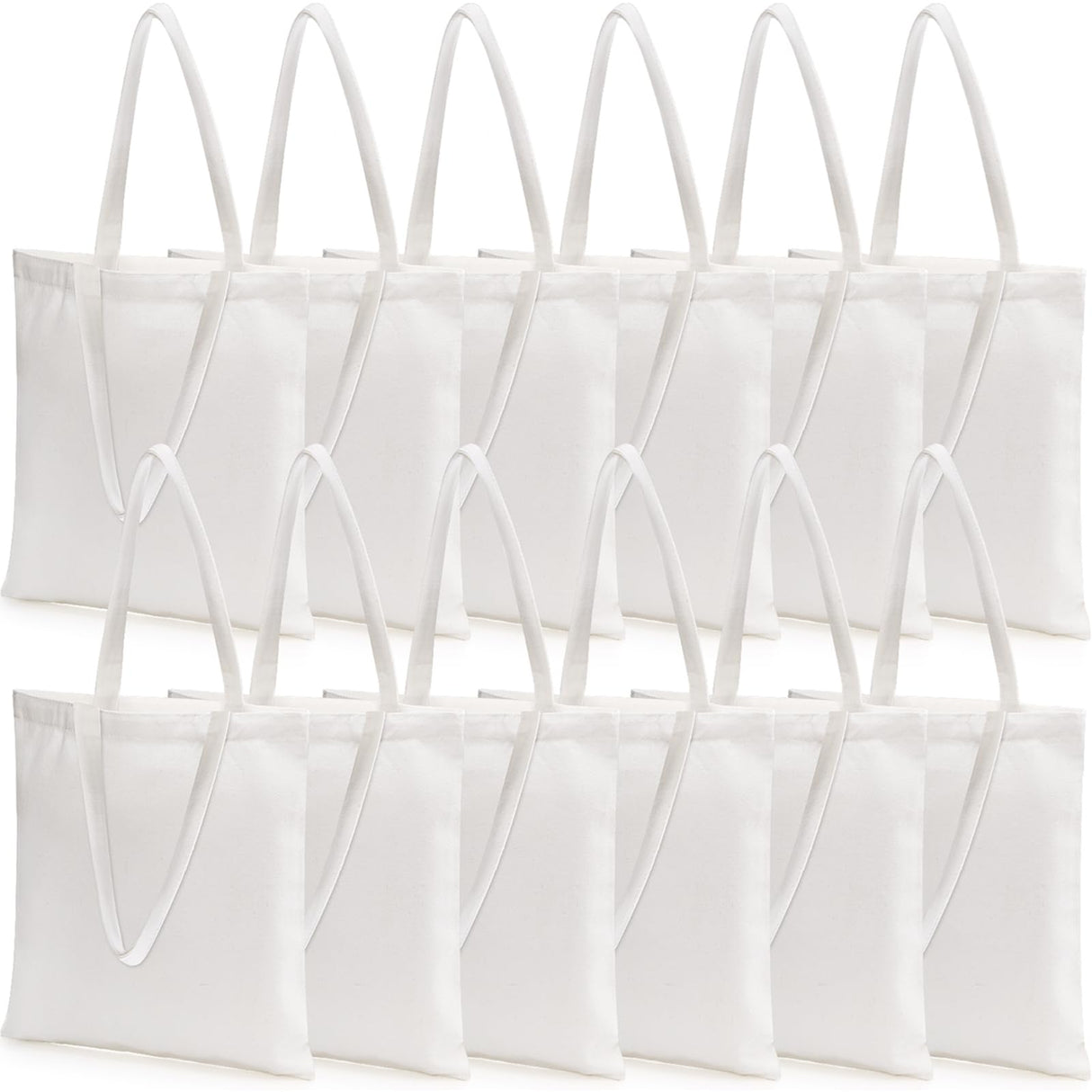 DEAYOU 12 Pack Canvas Tote Bag, 13" x 14" Sublimation Blank Cotton Cloth Bags, White Reusable Grocery Bags with Handles for Shopping, DIY Crafting, Heat Transfer, Gift, Activity DEAYOU