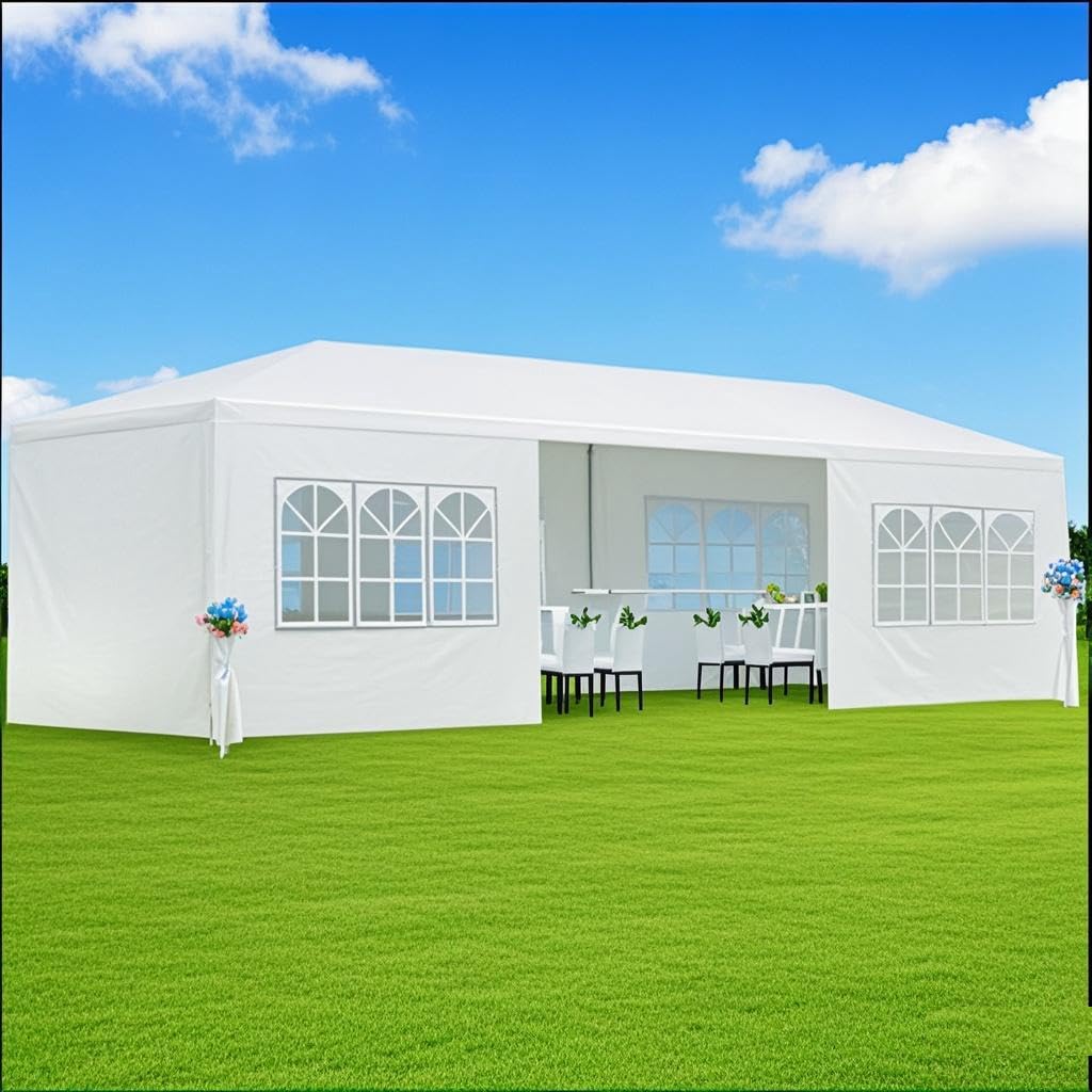 10X30 Party Tent, Outdoor Tents for Parties, Wedding Tent with 8 Removable Sidewalls, Gazebo Shelter with Stakes & Ropes for Outdoor Wedding Party CuisinSmart