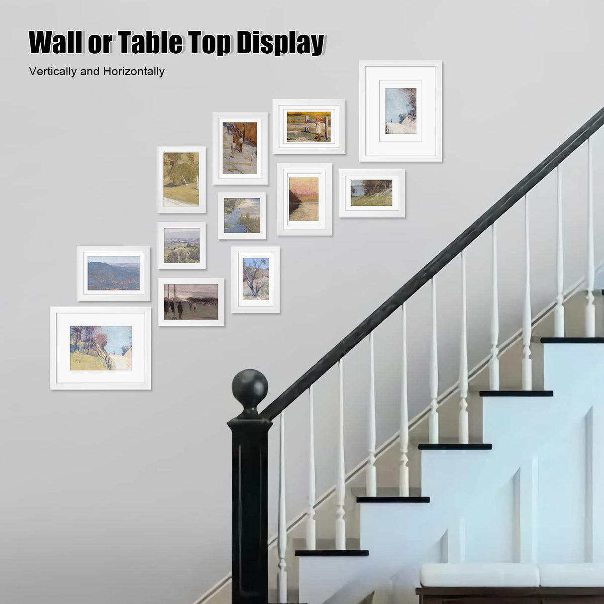 Egofine Picture Frame Set 12 Pack, Picture Frames Collage Wall Decor with Two 8x10, Four 5x7, Four 4x6, Two 4x4, Photo Frames for Wall and Tabletop, Made of Solid Wood, Covered by Plexiglass, White Egofine