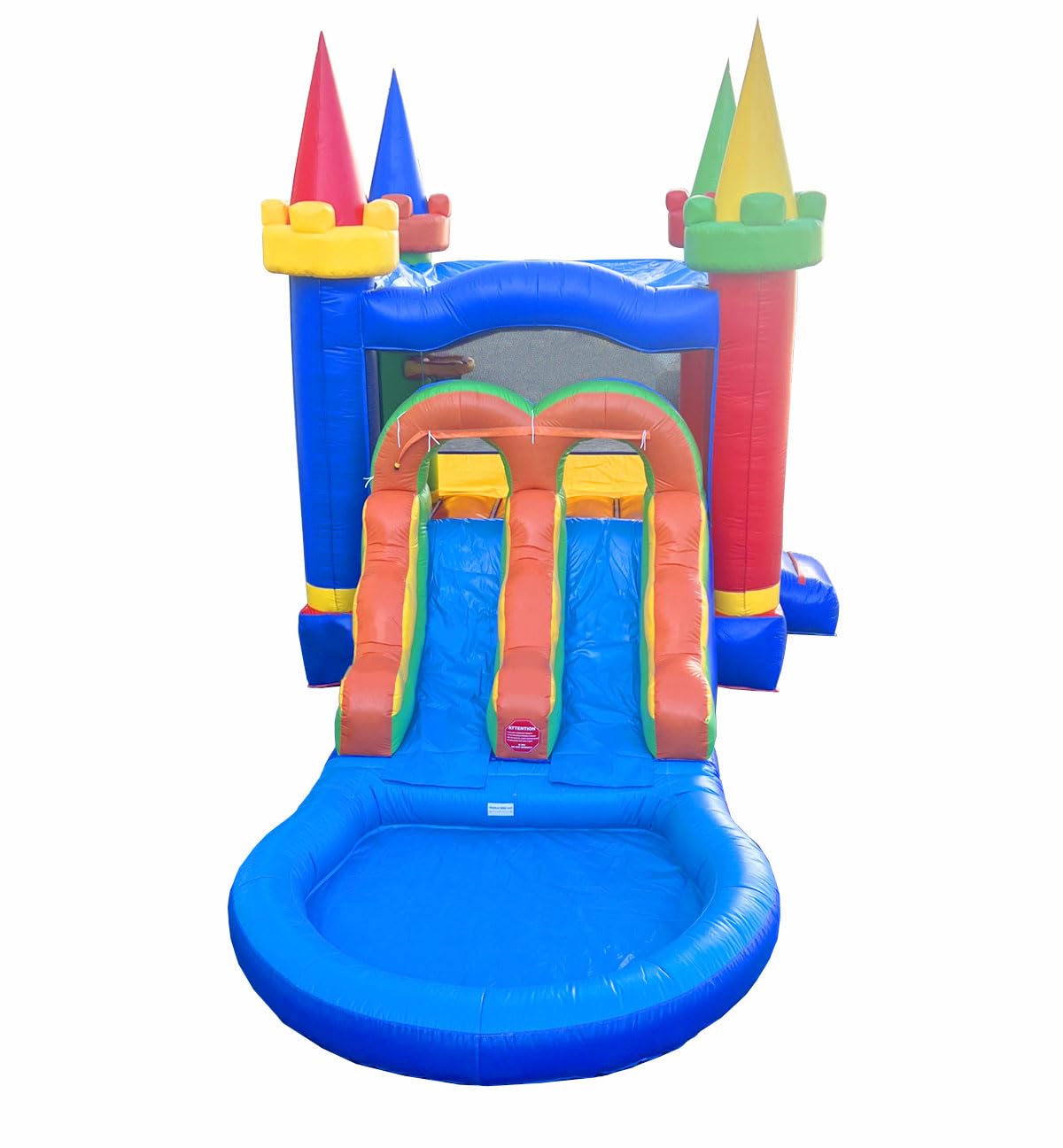 Inflatable Bounce House with Slide for Kids - Backyard Modular Rainbow Castle Combo Bouncer with Water Pool, Outdoor Toys, Jumpers for Kids - Bounce House with Blower & Stakes - 12' x 12' Area Pogo Bounce House