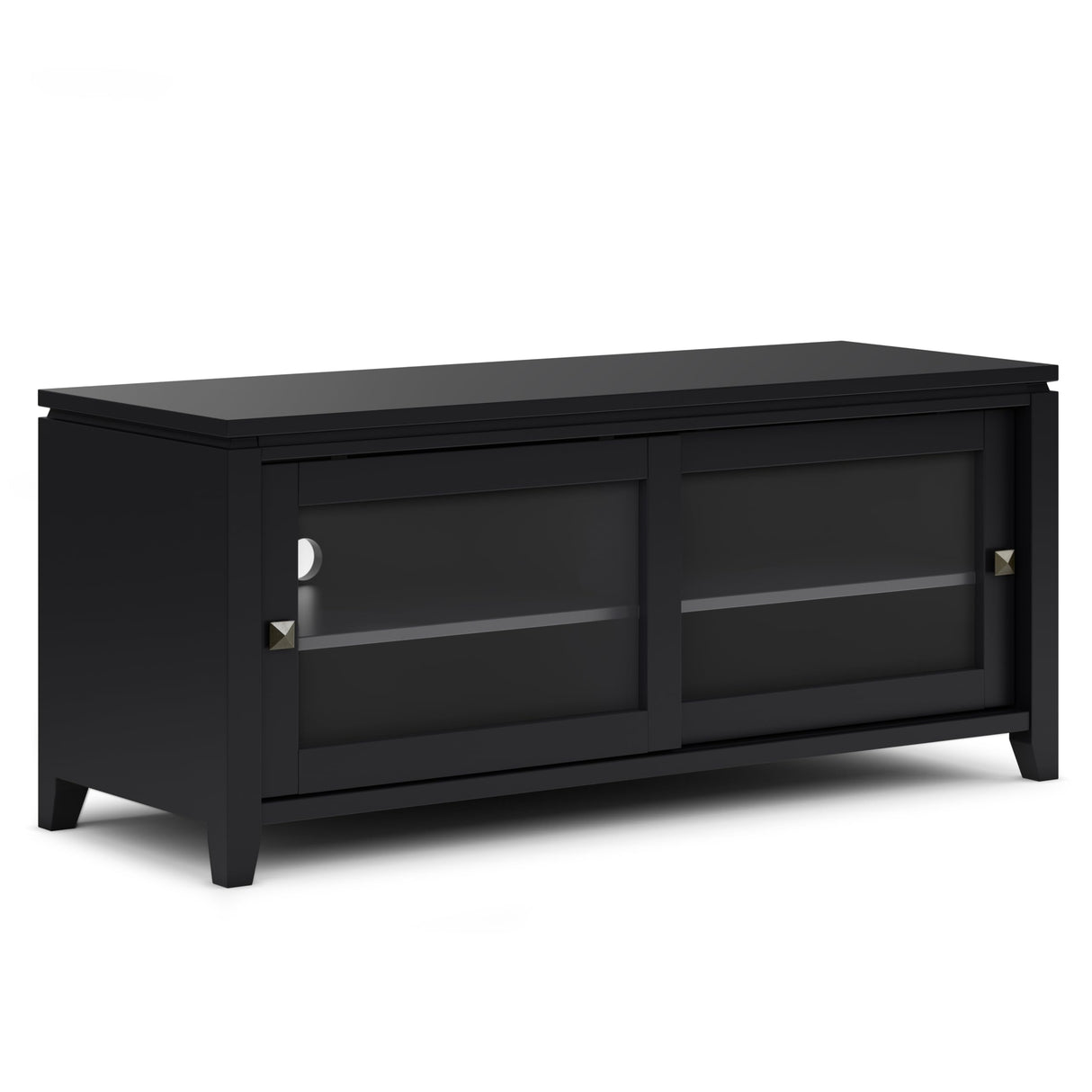 SIMPLIHOME Cosmopolitan SOLID WOOD 48 Inch Wide Contemporary TV Media Stand in Black for TVs up to 55 Inch, For the Living Room and Entertainment Center SIMPLIHOME