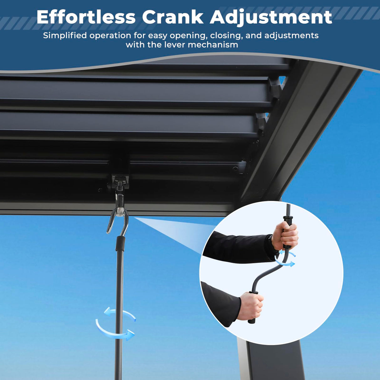 10'×13' Outdoor Louvered Pergola, Aluminum Outdoor Louvered Pergola Patio with Adjustable Roof for Outdoor Deck, Backyard, Garden (10X13FT) GS CHIER