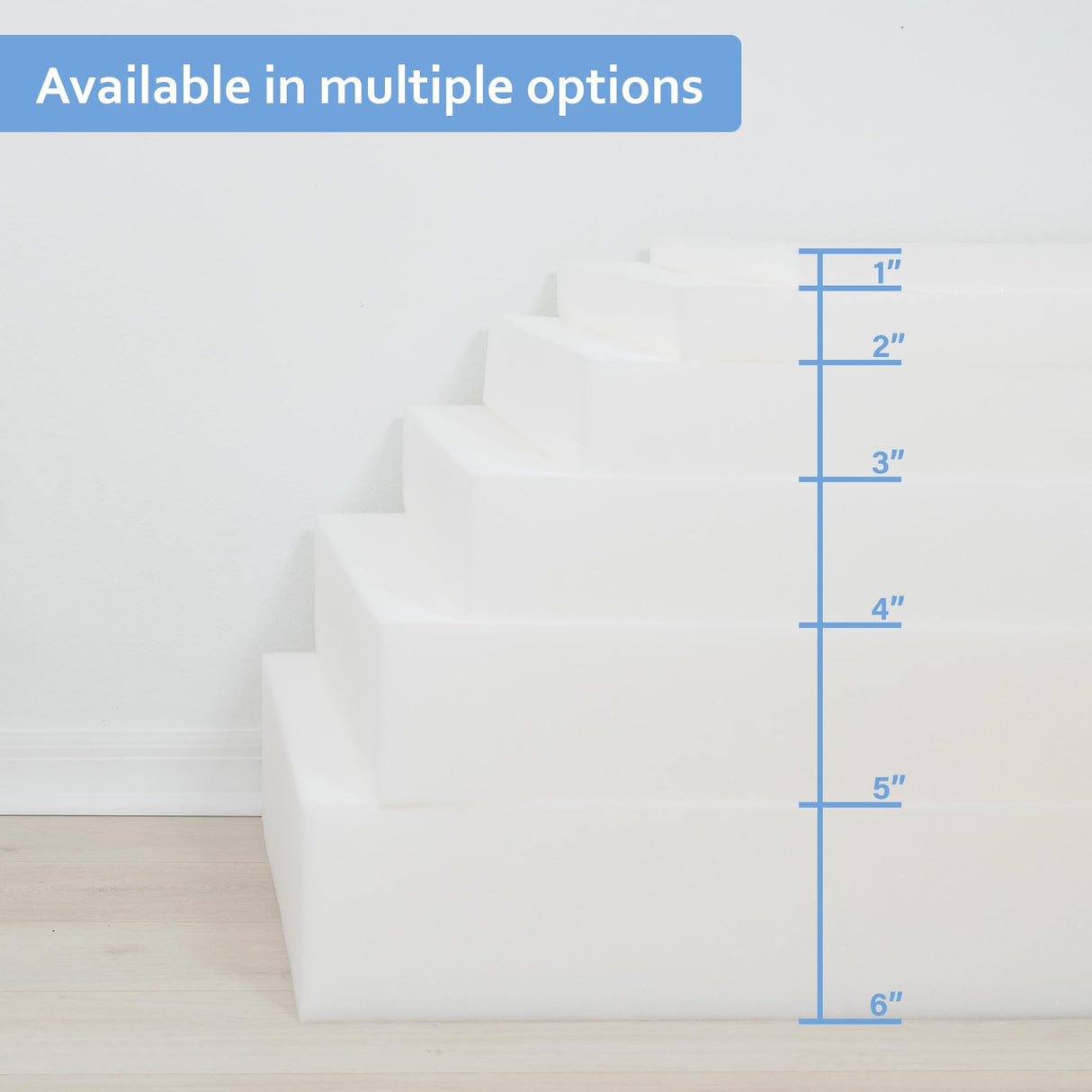 GoTo Foam 1" Height x 24" Width x 72" Length 44ILD (Firm) Upholstery Cushion Made in USA GoTo Foam