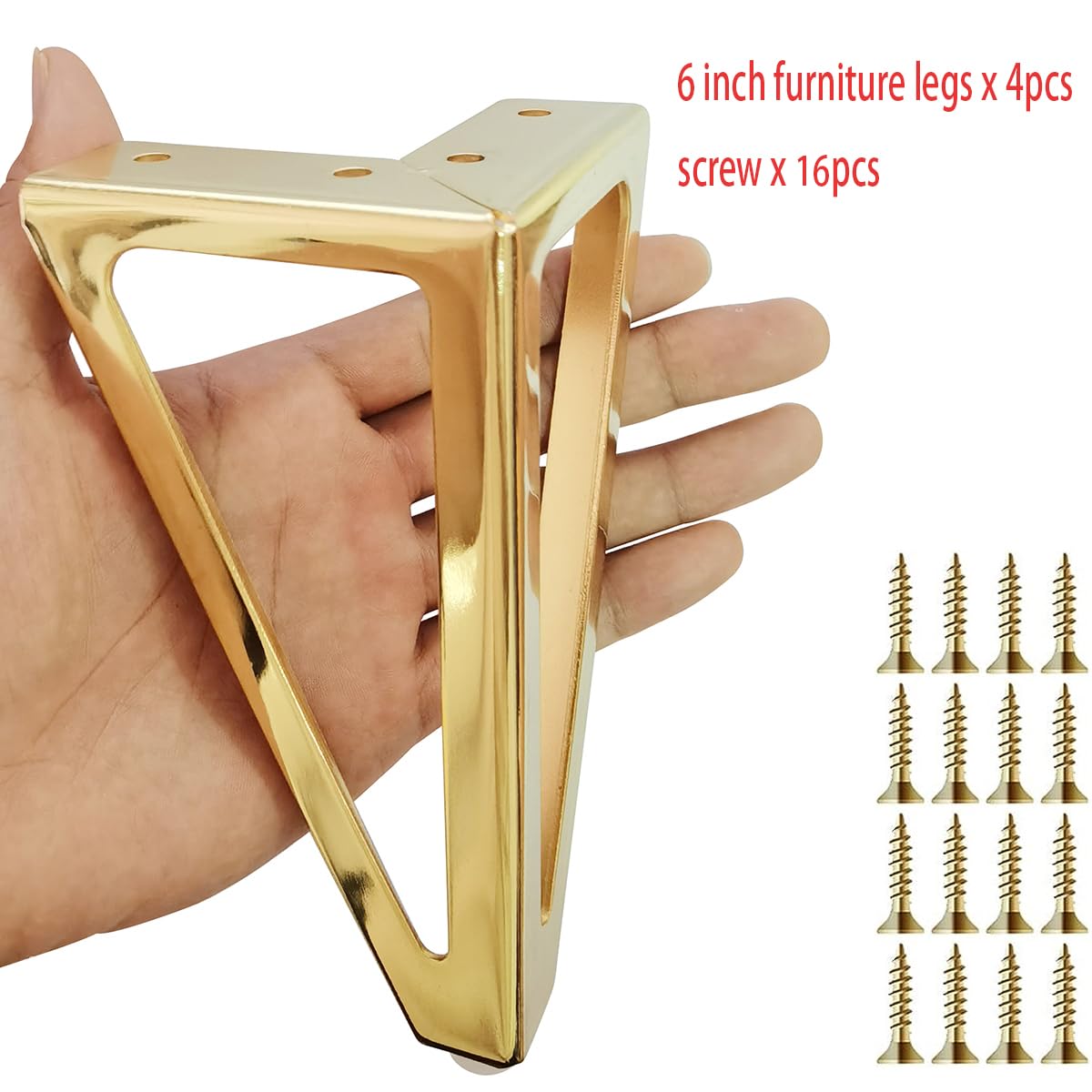 Hyever 6 Inch Gold Furniture Legs Heavy Duty Metal Furniture Feet, Golden Sofa/Cabinet/Table Legs 4Pcs, 6 Inch Cabinet Legs Set of 4,Couch Feet Replacement for Cabinet Dresser (Gold) Hyever