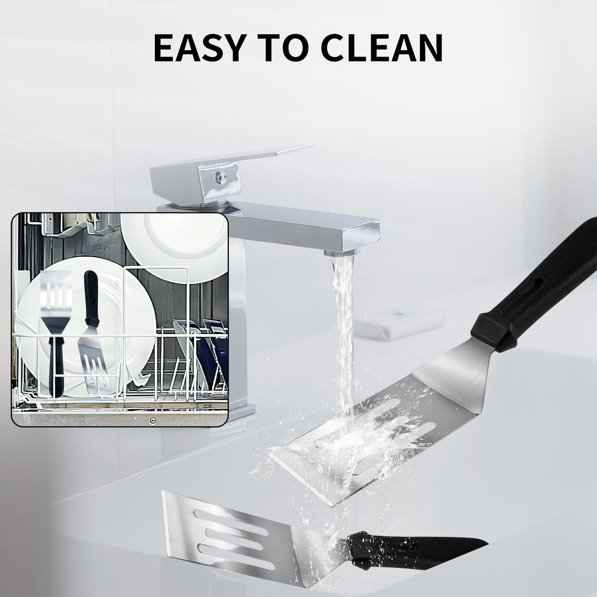 Metal Spatulas for kitchen Use, 2 Pieces Professional Serving Spatula with Heat Resistant Handle, 9.8 Inch Stainless Steel Spatula Ideal for Pancakes, Eggs, Griddle Scraper, BBQ or Desserts volikos