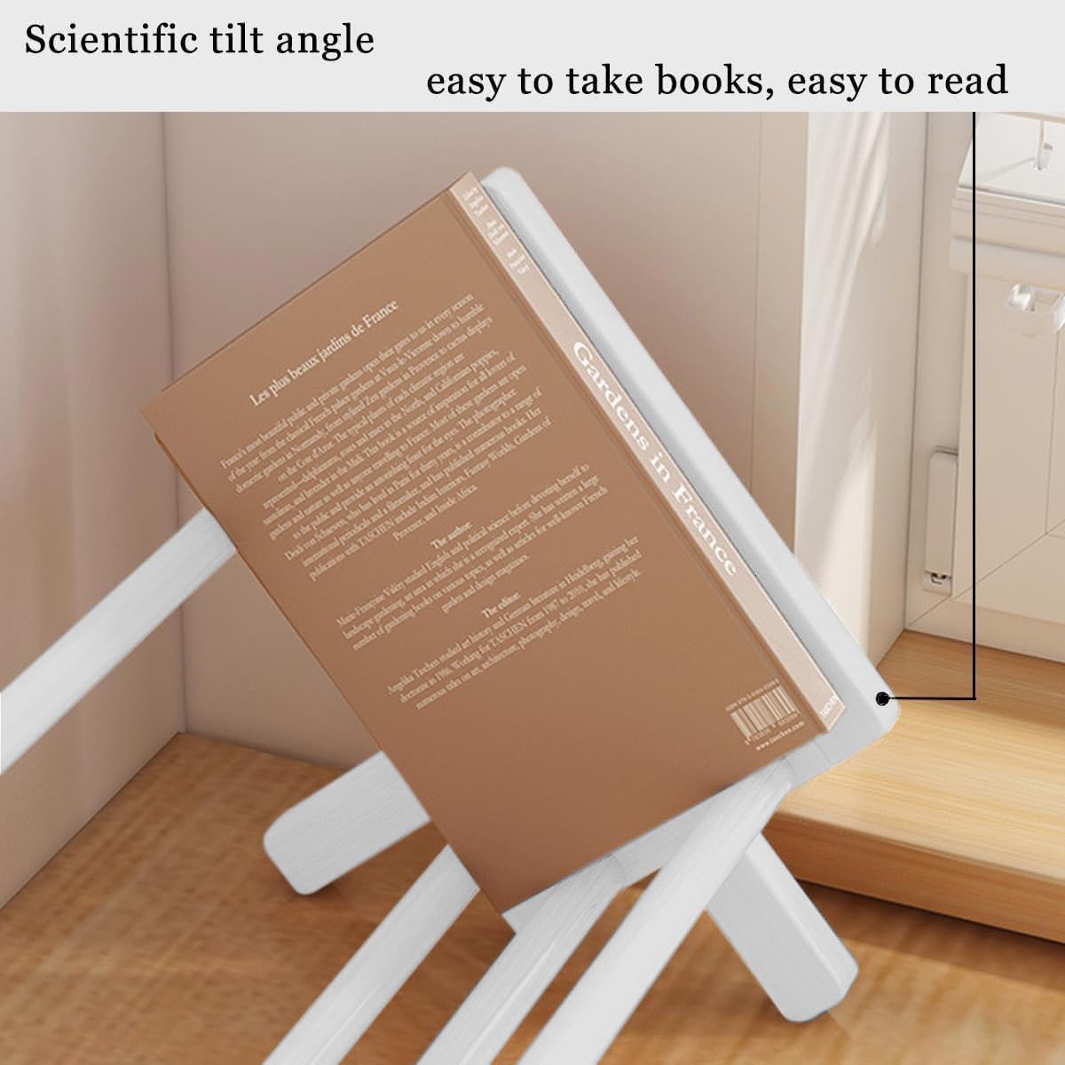 Fox Claw Wood Tilting Bookcase in Living Room/Home/Office, Desktop Book Shelf Organizer Bookshelves Storage Rack for CDs/Magazine/Books Display (White, 19.68"-L) Fox Claw