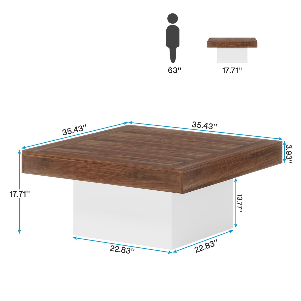 Bed Bath & Beyond Farmhouse Square LED Coffee Table Engineered Wood Coffee Table for Living Room Tan Bed Bath & Beyond