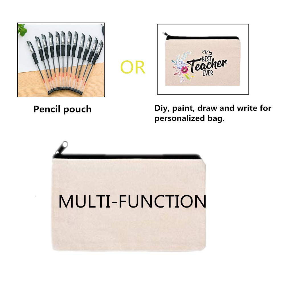 LifeUnite 10 PCS Canvas Makeup Bag Cosmetic Pouch Blank Zipper Bag-9.1 × 5.9 inch LIFEUNITE