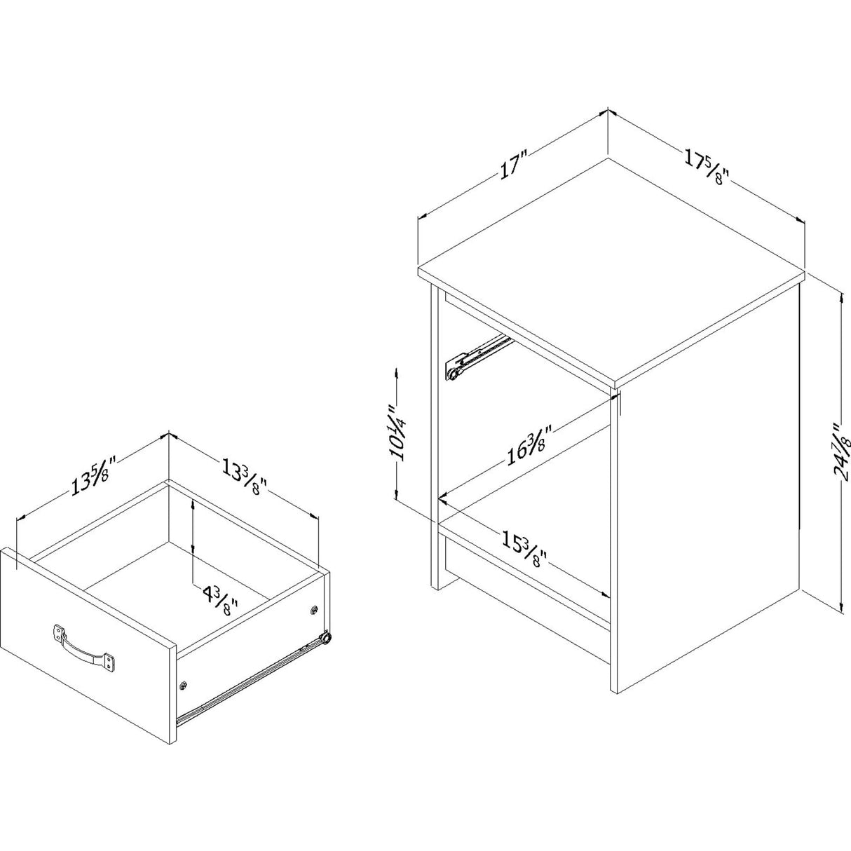 South Shore Tassio 1-Drawer Nightstand-Weathered Oak South Shore