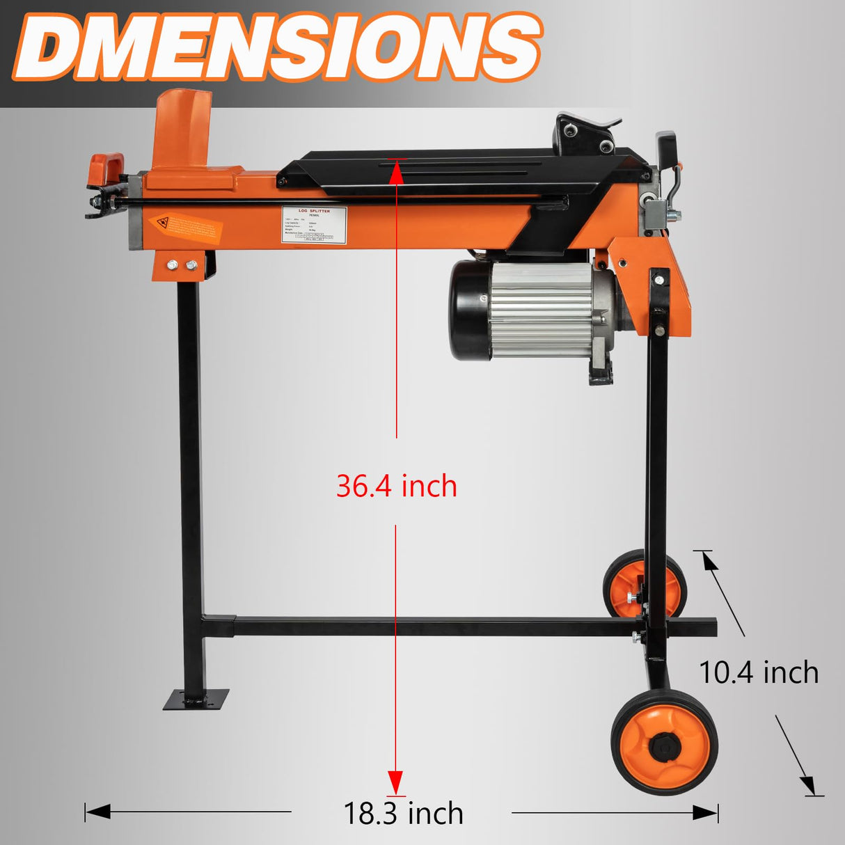 PROYAMA Log Splitter 6.5 Ton with Stand, Wood Splitter Electric Powered, Hydraulic Ram, Firewood Splitting Machine Black Stand Wood Splitter PROYAMA
