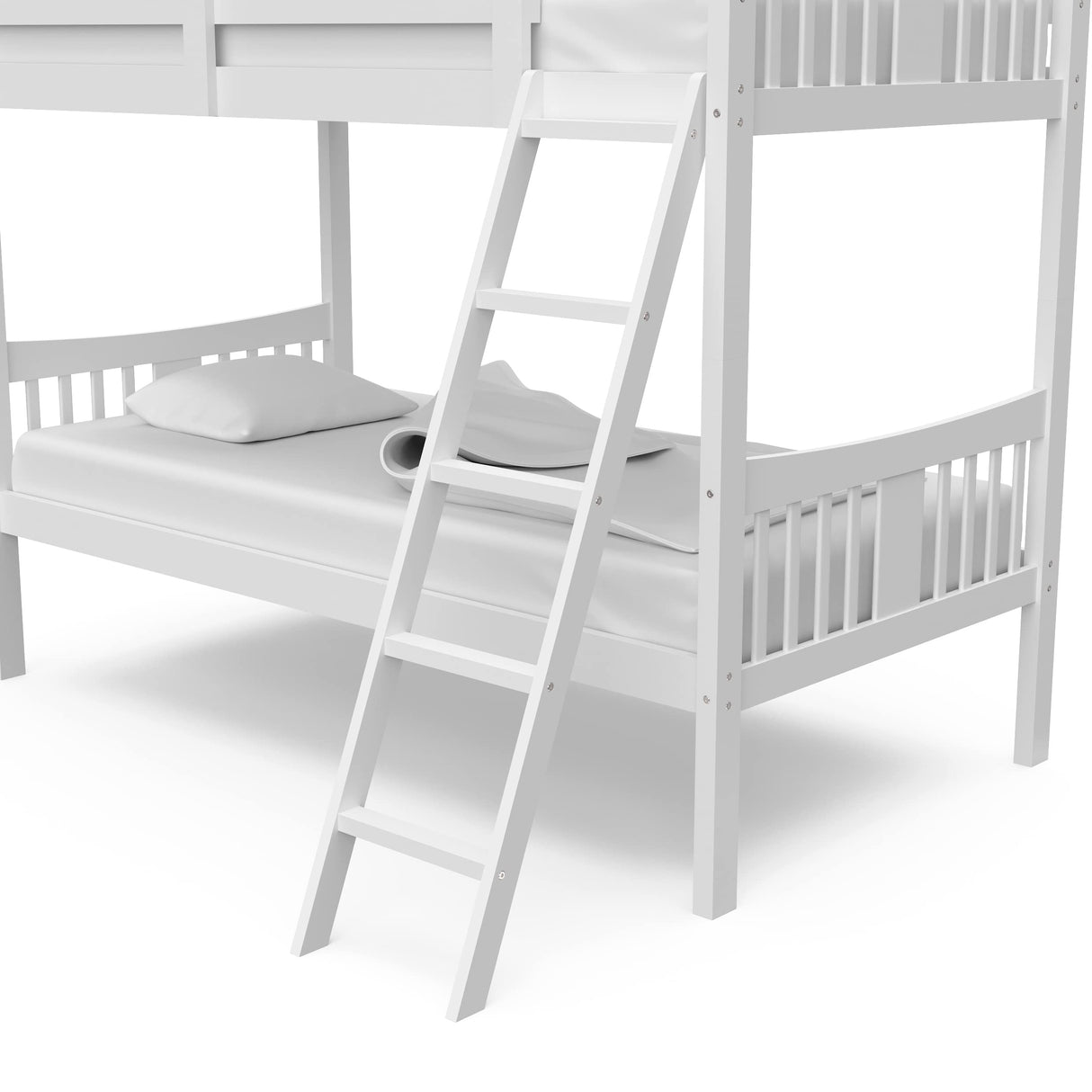 Storkcraft Caribou Bunk Bed Twin Over Twin Bunk Bed (White) - GREENGUARD Gold Certified, Twin Bunk Beds for Kids, Converts to 2 Individual Twin Beds, Bunk Beds for Kids Storkcraft