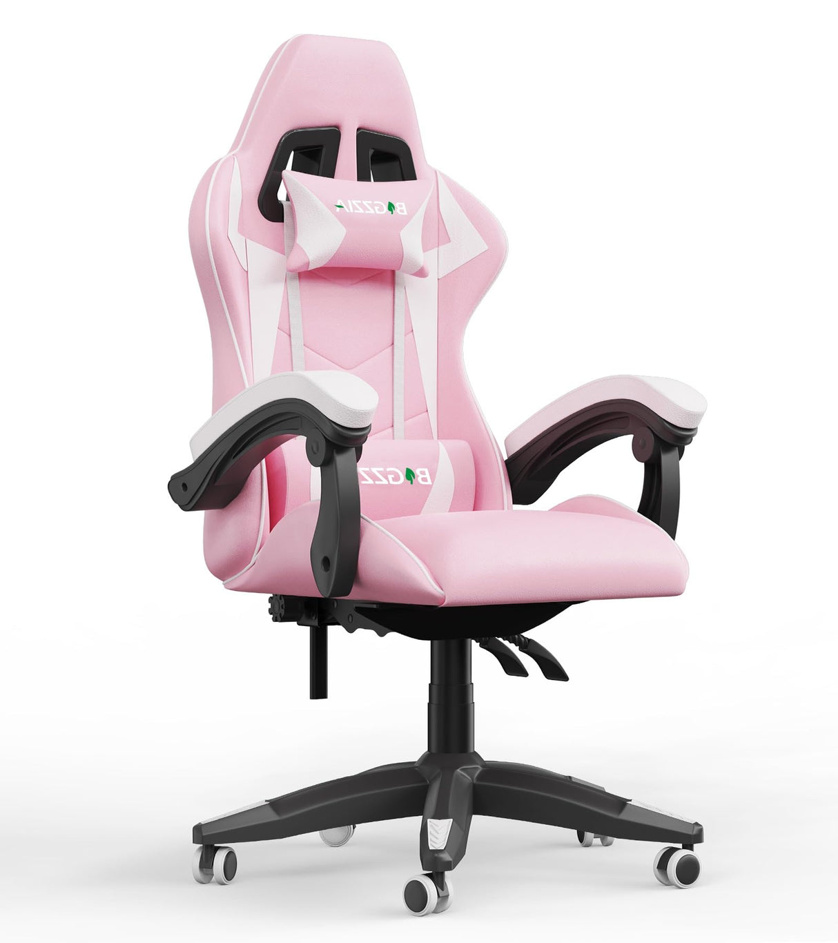 Pink Gaming Chair, Ergonomic Racing Computer Seat with Headrest and Lumbar Support, PU Leather High Back Height Adjustable Reclining Swivel Game Chairs for Adults Racingreat